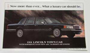 1991 Lincoln Town Car Lease Promotional Card
