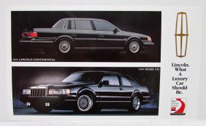1991 Lincoln Town Car Lease Promotional Card