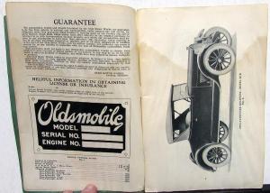 1924 Oldsmobile Six Canadian Model 30 Instruction Book Owners Manual Care & Op