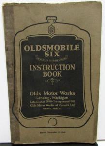 1926 Oldsmobile Six Canadian Instruction Book Owners Manual Care & Operation