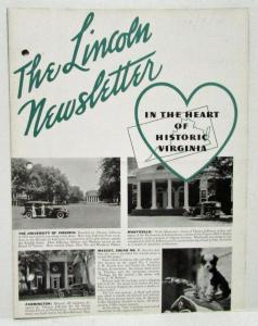 1934 The Lincoln Newsletter for Owners September Edition