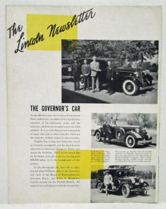 1934 The Lincoln Newsletter for Owners October Edition