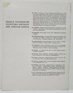 1936 Lincoln Zephyr Sales Folder Comfort Dutch Text