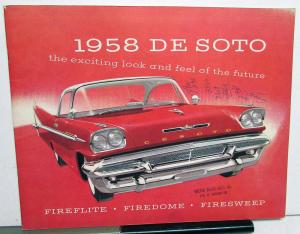 1958 DeSoto Fireflite Firedome Firesweep Prestige Sales Brochure Wagon Sportsman