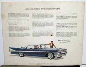 1958 DeSoto Fireflite Firedome Firesweep Prestige Sales Brochure Wagon Sportsman