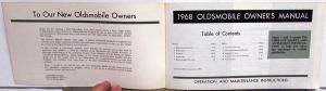 1968 Oldsmobile Owners Manual Toronado Care & Operation Original