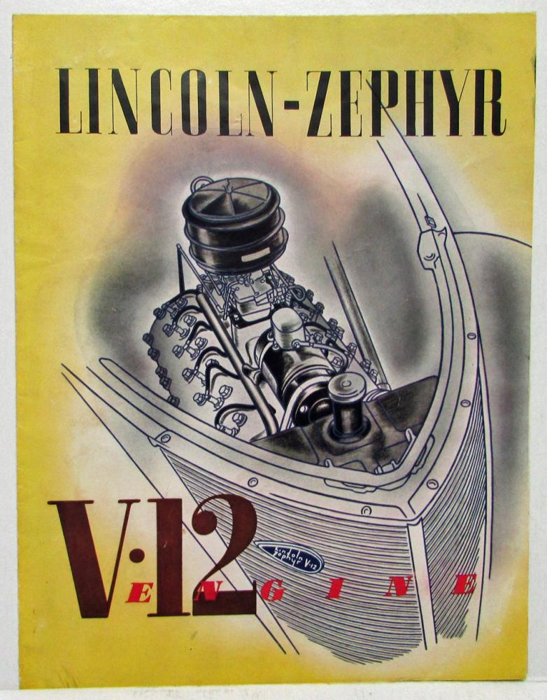 1936 Lincoln Zephyr V12 Engine Sales Folder 12 Cylinders Power