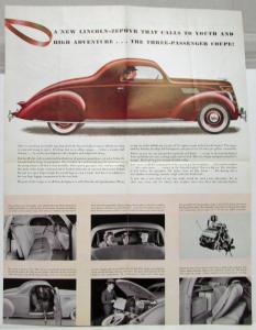 1937 Lincoln Zephyr 19 Miles Per Gallon Sales Folder