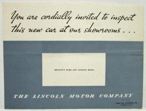 1937 Lincoln Zephyr The Car of the Future Now Sales Folder Invitation