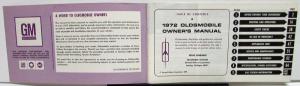 1972 Oldsmobile Owners Manual Toronado Care & Operation Original