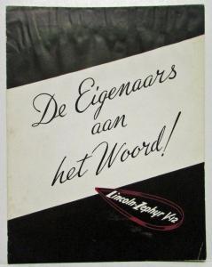 1937 Lincoln Zephyr V12 De Eigenaars aan het Woord Sales Folder Dutch Text