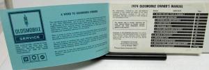 1974 Oldsmobile Owners Manual Cutlass Supreme Vista Cruiser Care & Operation