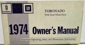 1974 Oldsmobile Owners Manual Toronado Care & Operation