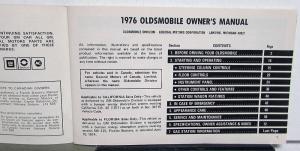 1976 Oldsmobile Owners Manual Cutlass & Vista Cruiser Models Care & Operation
