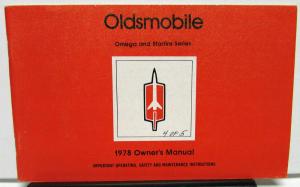 1978 Oldsmobile Owners Manual Starfire & Omega Care & Operation