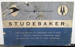1959 Studebaker Lark Hawk Owners Manual Guide Original Care & Op Instructions