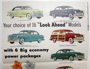 1951 Ford V8 Custom Deluxe Steps Ahead Dealer Color Sales Folder Large Original