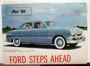 1951 Ford V8 Custom Deluxe Steps Ahead Dealer Color Sales Folder Large Original