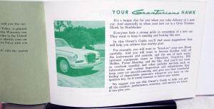 1963 Studebaker Gran Turismo Hawk Owners Manual Guide Original