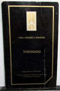1986 Oldsmobile Owners Manual Toronado Models Care & Operation