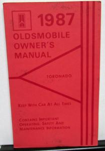 1987 Oldsmobile Owners Manual Toronado Models Care & Operation