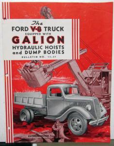 1936 1937 Ford V8 Truck Galion Hoists & Dump Bodies Eaton Products Bulletin ORIG