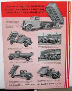 1936 1937 Ford V8 Truck Galion Hoists & Dump Bodies Eaton Products Bulletin ORIG