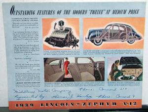 1939 Lincoln Zephyr Sales Folder The Modern 12
