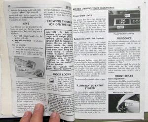 1988 Oldsmobile Owners Manual Delta 88 98 Regency Models Care & Operation