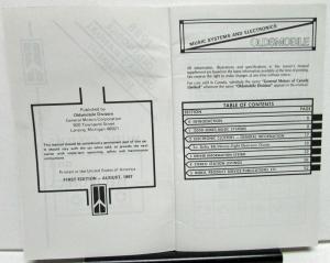 1988 Oldsmobile Owners Manual Supplement Music Systems & Electronics