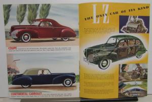 1940 Lincoln Zephyr V12 Color Sales Brochure Dated 9-39 Original Rare