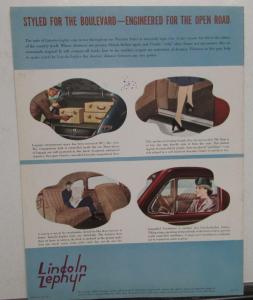 1940 Lincoln Zephyr V12 Color Sales Brochure Dated 9-39 Original Rare