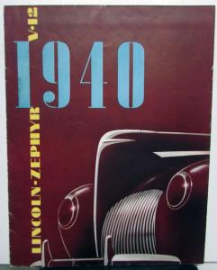 1940 Lincoln Zephyr V12 Color Sales Brochure Dated 9-39 Original Rare