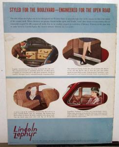 1940 Lincoln Zephyr V12 Color Sales Brochure Dated 9-39 Original Rare