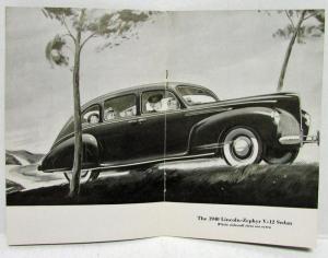 1940 Lincoln Zephyr V12 Sales Brochure New in Size Power Beauty