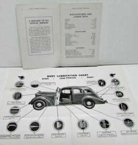 1936 Pontiac Six & DeLuxe Owners Manual Care & Operation With Lubrication Chart