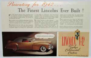 1942 Lincoln Zephyr V12 Sedan and Continental Advertisement from Foturne