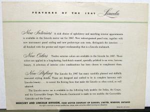 1947 Lincoln Sales Brochure Nothing Could be Finer