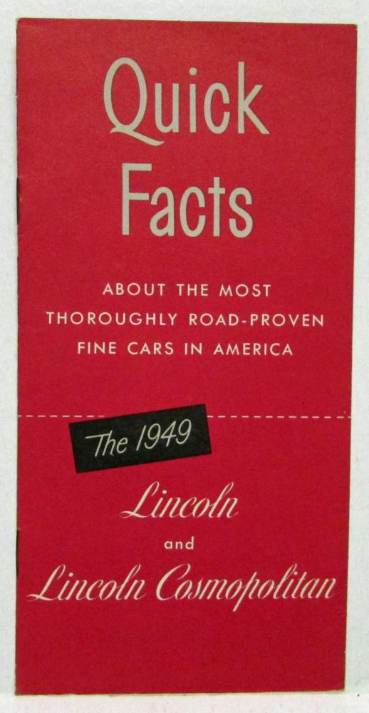 1949 Lincoln Quick Facts Sales Brochure