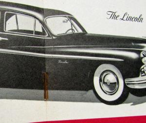 1949 Lincoln Quick Facts Sales Brochure