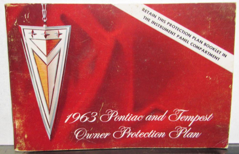 1963 Pontiac & Tempest Owner Protection Plan Booklet With Ident-O-Plate
