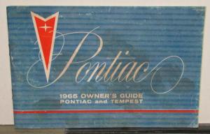1965 Pontiac Owners Manual Bonneville Grand Prix Star Chief Catalina Tempest GTO