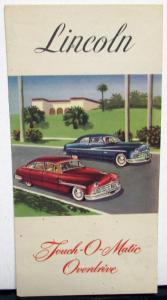 1949 Lincoln Touch O Matic Overdrive Trifold Sales Brochure