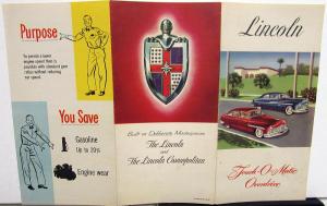 1949 Lincoln Touch O Matic Overdrive Trifold Sales Brochure