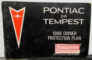 1966 Pontiac Or Tempest Owner Protection Plan Booklet With Ident-O-Plate