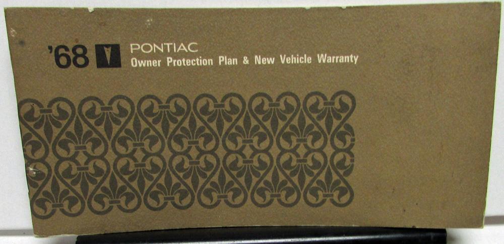 1968 Pontiac Owner Protection Plan Booklet New Vehicle Warranty Original