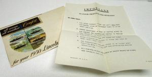 1950 Lincoln All Season All Weather Comfort Sales Folder with Note