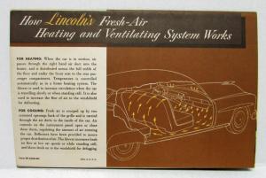 1950 Lincoln All Season All Weather Comfort Sales Folder with Note