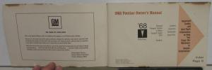 1968 Pontiac Owners Manual Care & Operation Firebird GTO Catalina Grand Prix
