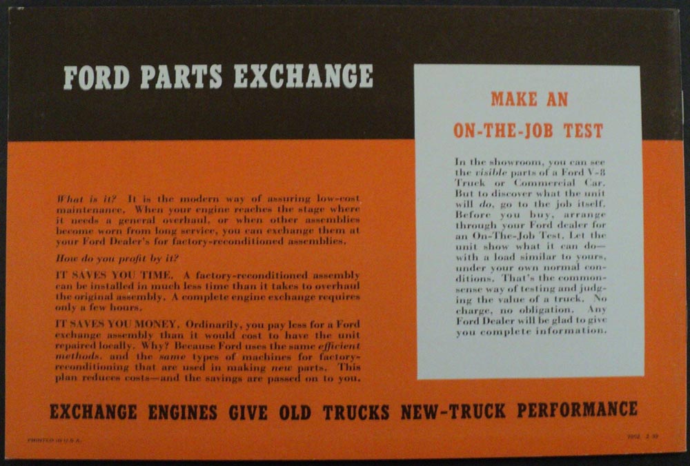 1939 Ford V8 Trucks & Commercial Cars Sales Brochure Original